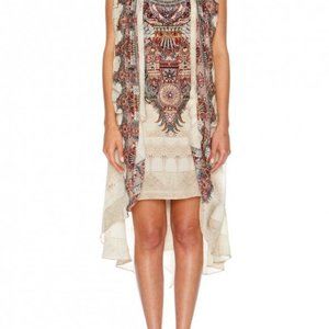 CAMILLA FRANKS WITH BOTH HANDS SILK LONG VEST JACKET DRESS BEADED RHINESTONES
